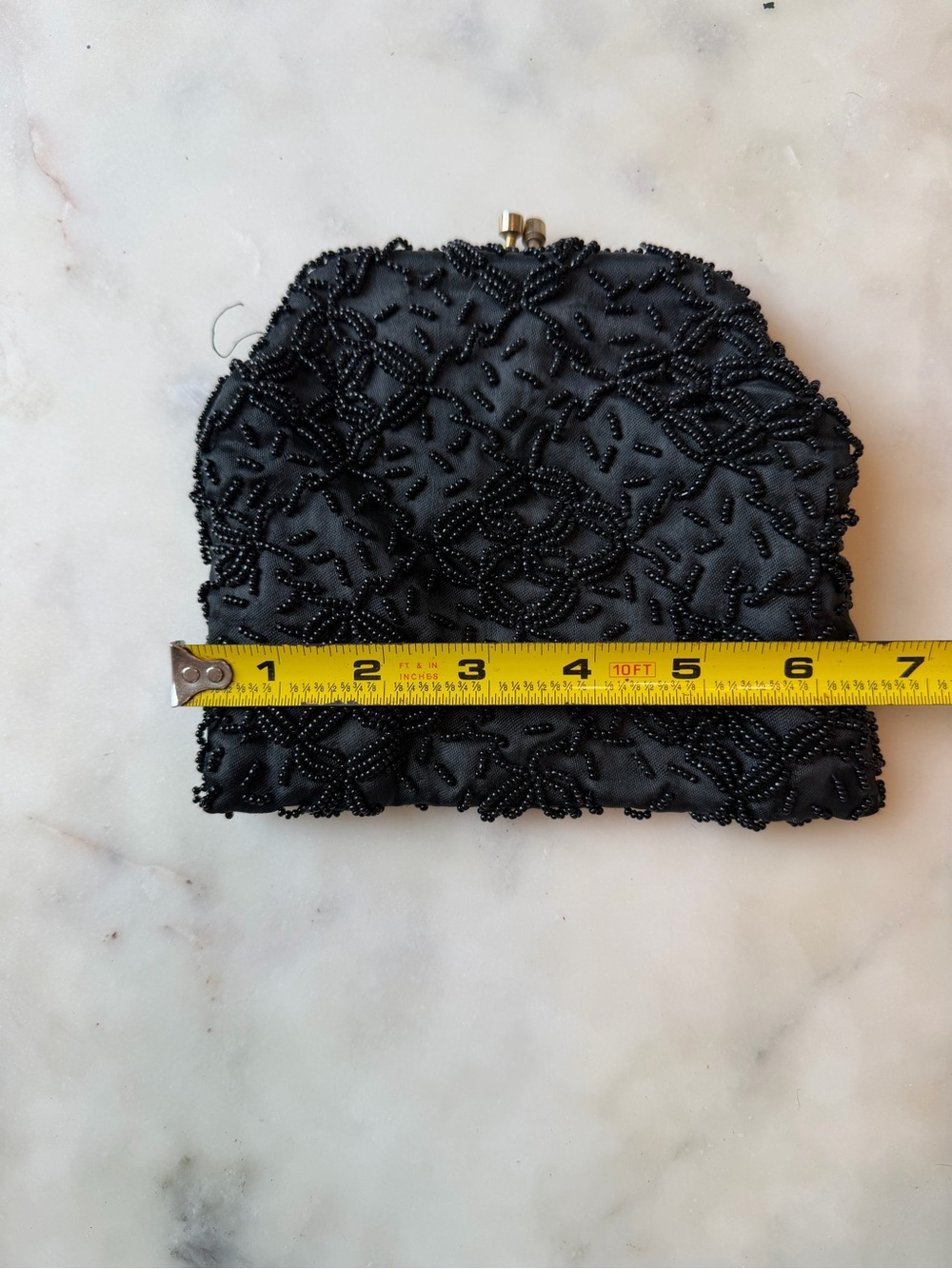 Vintage Beaded Black Evening Clutch - Picture 3 of 5